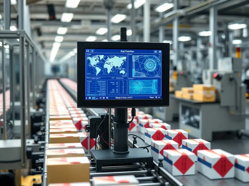 A photograph of a quality control inspector using a tablet with AI-powered image recognition software to identify defects on a manufactured product. The image should highlight the precision and accuracy of AI in quality control.